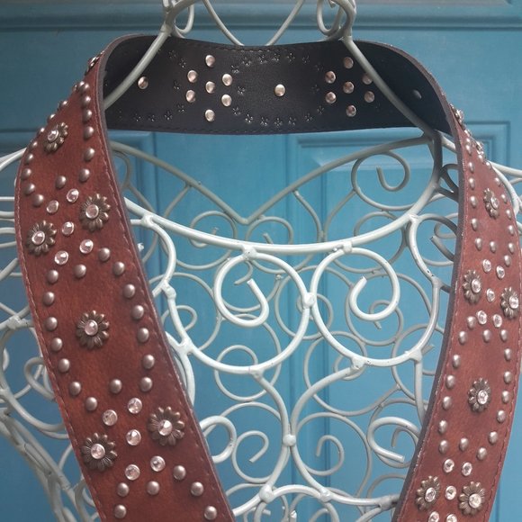 Studded Belt Wide Crystal and Metal Studs Belt NWO T - Picture 6 of 7